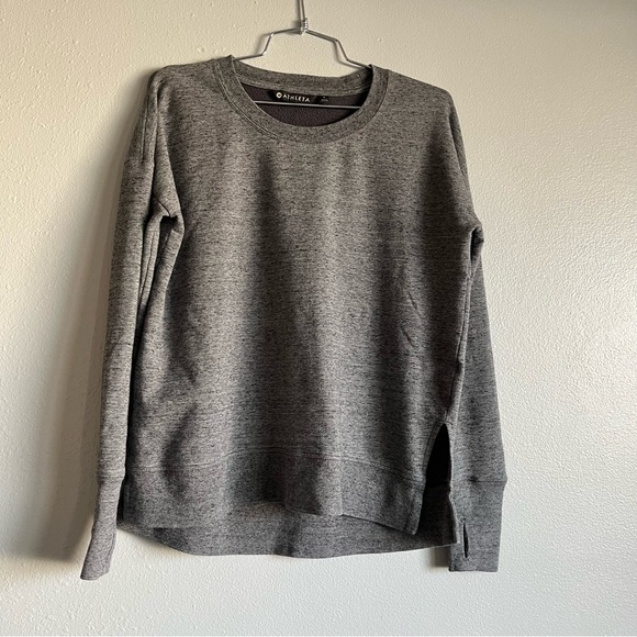 Athleta Heather Grey Crewneck Sweatshirt with Thumbholes - Picture 1 of 4